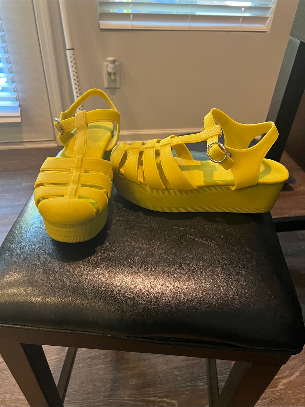Jeffrey Campbell Yellow Platform Jelly Sandals
